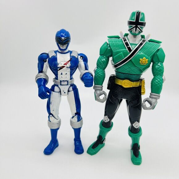 Bandai Power Rangers Action Figures 2011 Samurai Green & 2006 Overdrive Blue - Picture 3 of 14